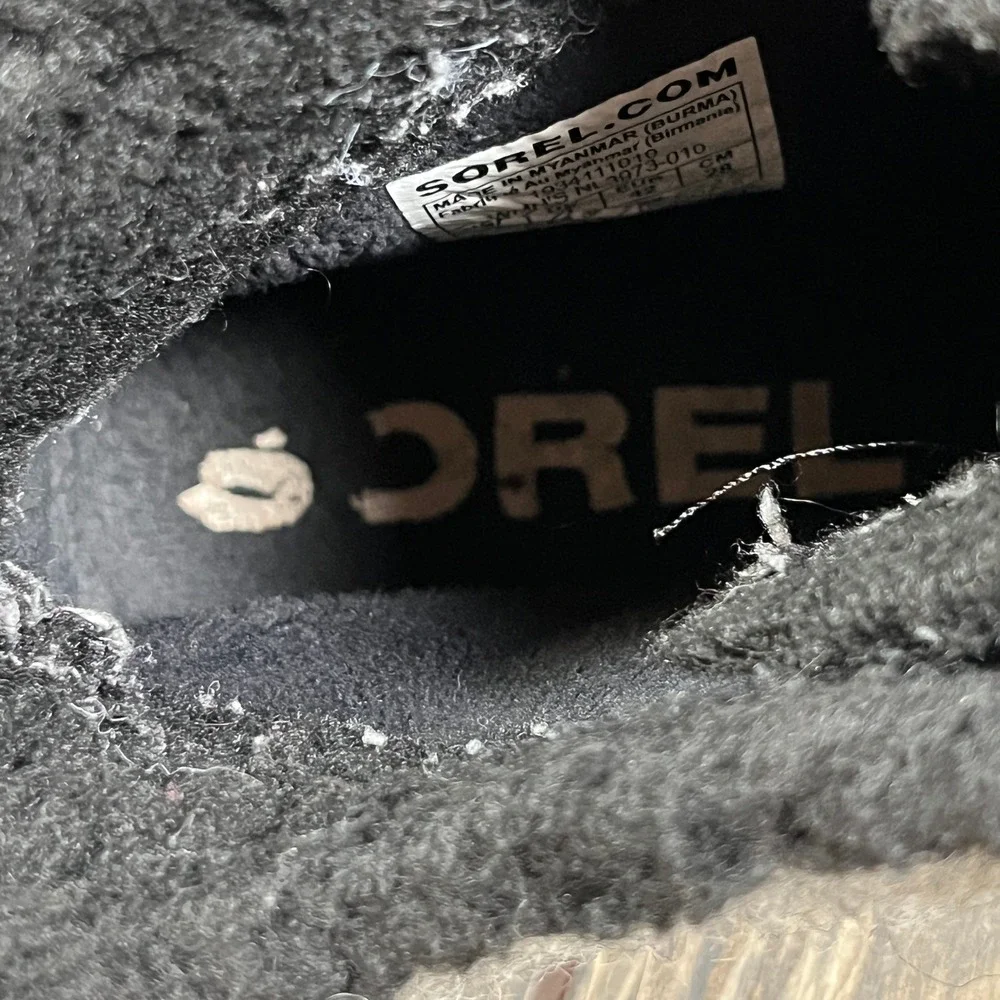 Sorel Out N About III Classic Women Sz 11 Black Grey Felt Waterproof Duck Boots